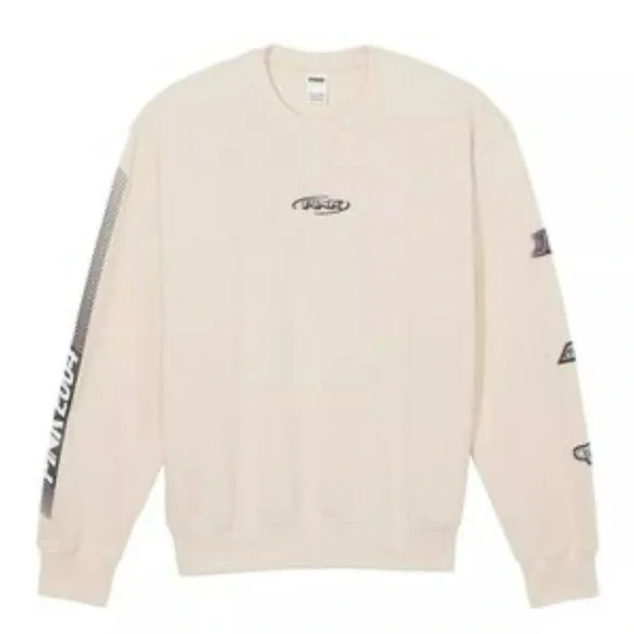 VS PINK Canvas Racing Series 3-Piece Crew Sweatshirt, Sweatpants, & Matching Tee - Picture 4 of 8